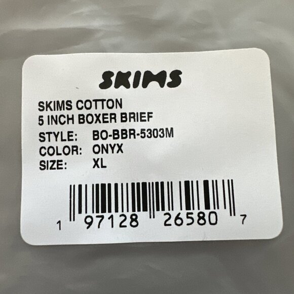 SKIMS COTTON MENS 5" BOXER BRIEF ONYX BLACK NWT XL - Picture 9 of 9
